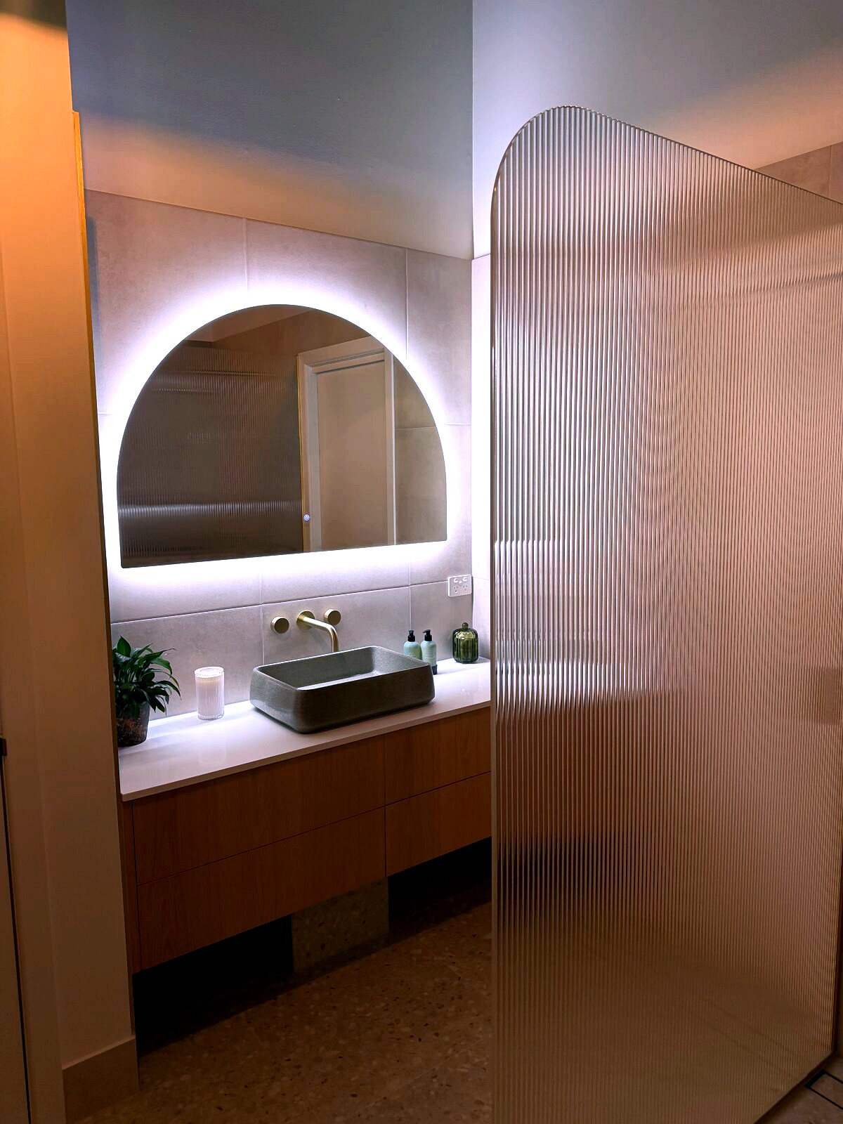 After — Vanity with Fluted Tile Feature — Bathroom Renovations by Seymour Plumbing